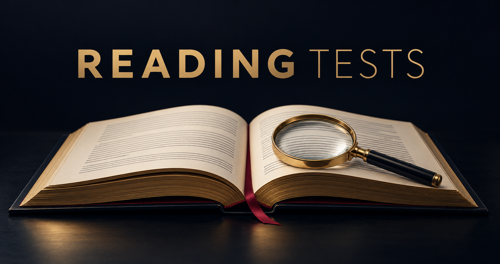 Abstract reading practice test workspace with marked pages and progress indicators