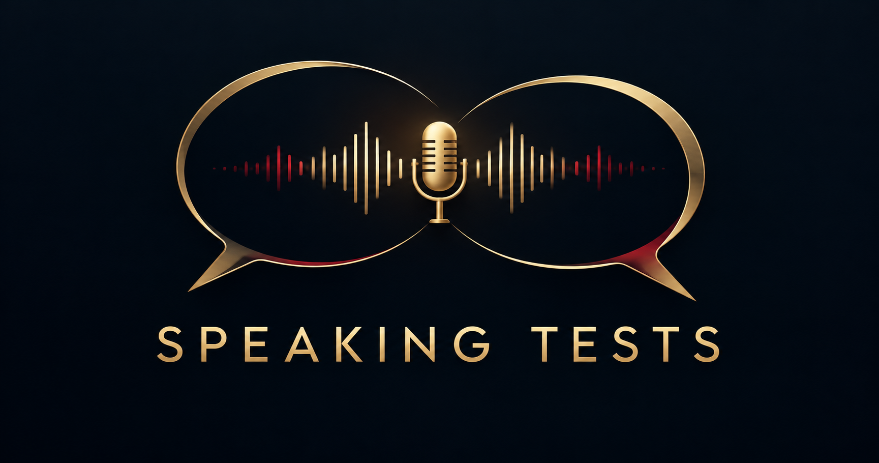Abstract speaking practice test workspace with conversational sound marks